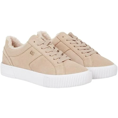 Imagen de Tommy Hilfiger Mujer Sneaker vulcanizada Suede Zapatillas, Beige (Merino), 40 EU