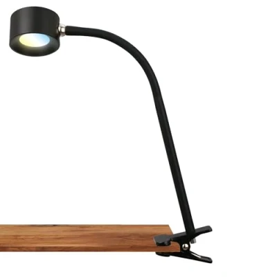 Imagen de Briloner lámpara LED de escritorio con batería recargable, desmontable magnéticamente, giratoria 360 grados, regulable, CCT, lectura inalámbrica, pinza, 44 cm altura, negro