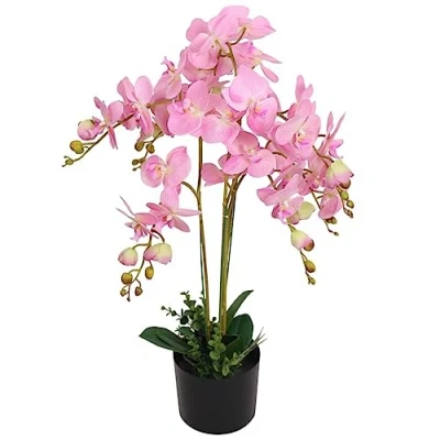 Imagen de vidaXL Planta Artificial Orquídea con Macetero 75 cm Rosa Maceta de Plástico