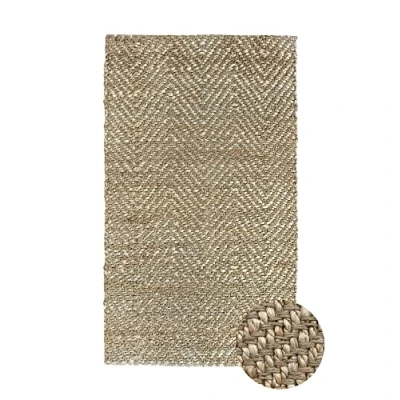 Imagen de HAMID Alfombra de Yute Alcázar, 100% Fibra Natural, Suave, Tejida a Mano, Salón, Comedor, Dormitorio, Pasillos, Entrada Natural (110x60cm)