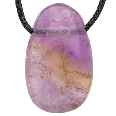 Imagen de Lebensquelle Plus Ametrin Colgante de gota Piedra perforada con cinta algodón, semipreciosa, Ametrine