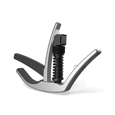 Imagen de D’Addario Guitar Capo NS Artist For 6 String Electric and Acoustic Guitars Single Hand Use Integrated Pick Holder Micro Tuner Mounting Bracket Silver