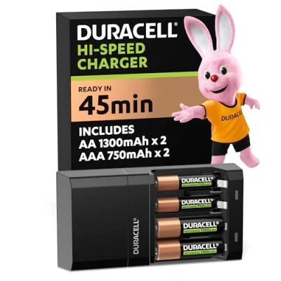Imagen de Pilas recargables con cargador Duracell Speedy (2 AA+2 AAA)