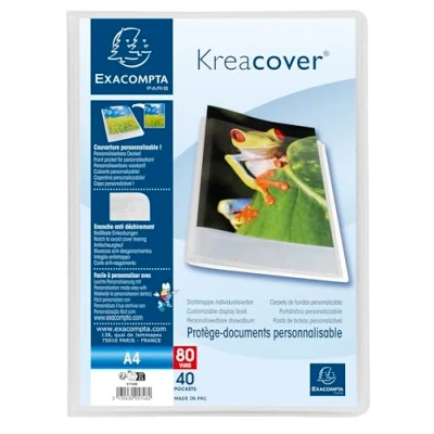 Imagen de Exacompta Ref. 5748E Kreacover Chromaline Lote de 5 protectores documentos (40 fundas cristal liso, 80 vistas, para A4, 24 x 32 cm), color incoloro