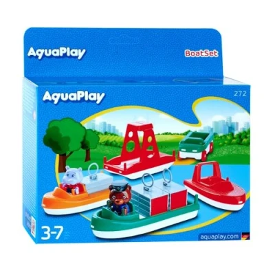 Imagen de AquaPlay BoatSet Accesorios para vías de Agua bañera, 4 Barcos, 1 Amphi Lorry y BO Wilma, niños a Partir 3 años 8700000272 Multicolor