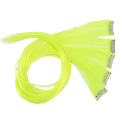 Imagen de CAISHA 60 cm Colorido Hebra Reflejo Clip En Extensión De Cabello Liso Largo Postizo Amarillo Neón BST120