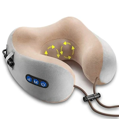 Imagen de Ergocar Almohada de Masaje Masajeador Cuello Cervical Alivio del Dolor Muscular en Forma U Para El Hogar y la Oficina (Marrón)
