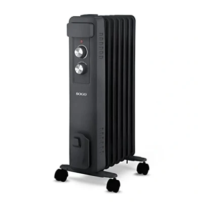 Imagen de Sogo RADIADOR para hogar Estufa de Aceite alta eficacia 7 ELEMENTOS 1500W Negro, con ruedas (SS 18455)