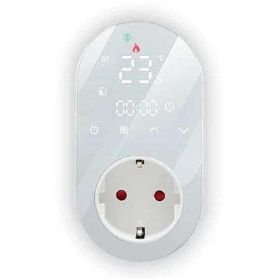 Imagen de termostato calefaccion WiFi,Calefacción Refrigeración Digital programable Enchufe para casa Controlador de Temperatura (Blanco)