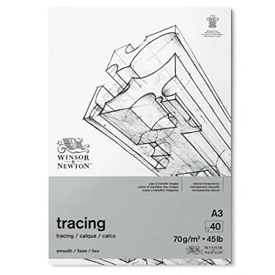 Imagen de Winsor &amp; Newton Bloc de papel calco, 40 hojas, A3, 70 g, 100% libre ácido, FSC, imprimible con grano fino para trazado preciso, arquitectos