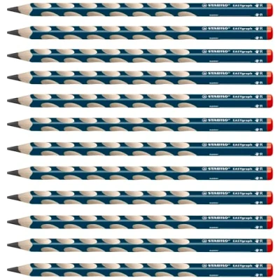 Imagen de STABILO Easygraph Lápiz triangular ergonómico para diestros, 12 unidades, dureza 2B
