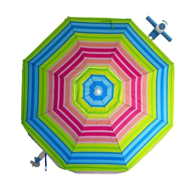 Imagen de Pincho Sombrilla playa 180 cm, Aluminio, UPF+50 bloquea 99% de rayos UV, Punta Aluminio Reforzado, 8 Varillas fibra vidrio, Muy ligera 1,2 kg, ventana superior (Multicolor)