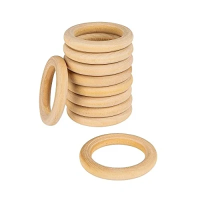Imagen de Ideen mit Herz Anillos de madera para manualidades, 10 unidades, diámetro 5 cm, grosor 8 mm, color natural