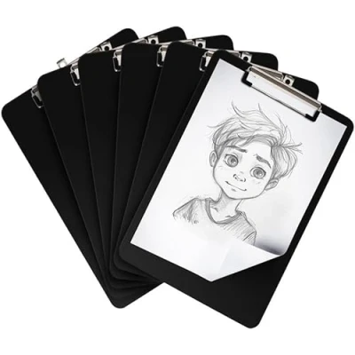Imagen de Belle Vous Portapapeles con Pinza A4 Plástico Negro (Pack de 6) 22,5 x 31,5 cm Carpeta Resistente y Duradera Soporte Documentos, Cartas Notas Uso Hogar Oficina