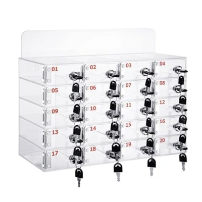 Imagen de LVRUIEDS Almacenamiento Para Teléfono Móvil, Con 12/15/20/25/30/40 Ranuras, Casillero Transparente Móvil Cerradura, Gabinete De Escritorio(20 Sl