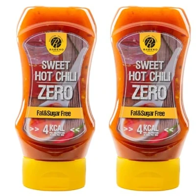 Imagen de salsa Rabeko Zero picante suave, 2 x 350 ml sin azúcar y baja en grasas productos saludables, bajos carbohidratos calorías para ensaladas, patatas fritas, hamburguesas