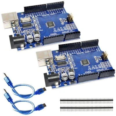 Imagen de R3 Microcontroller Board, 2 Unidades Placa Base con Cable USB, Placa, Microcontrolador Board Compatible Entorno de Desarrollo Arduino, módulo codificador