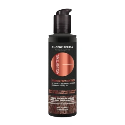 Imagen de Eugène Perma Profesional Aceite Keratin Frizz Control ESSENTIEL Acelera el secado del cabello rizado y controla las ondulaciones Pelo grueso, rizado, rebelde Frasco 200 ml