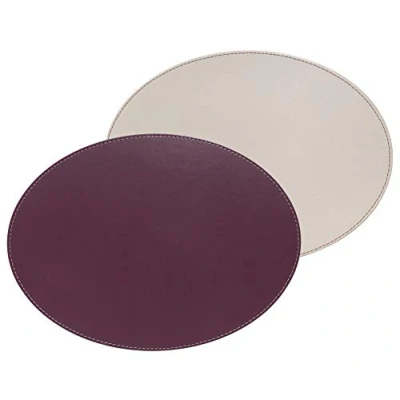Imagen de Freeform Mantel Individual (Ovalado, 45 x 34 cm, Polipiel, 9 12 16 cm), Color Morado y Beige
