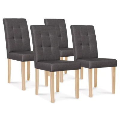 Imagen de IDMarket Juego de 4 sillas Polga acolchado gris antracita para comedor