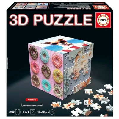 Imagen de Educa 3D Puzzle Cube Aesthetic. El Reto puzzlero en Forma de Cubo con 216 Piezas Total. Estructura: Base montable Cubierta por 6 Puzzles 36 Cada uno. A Partir años (20125)