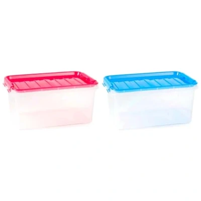Imagen de AC Pack de 2 Cajas ordenación plástico Transparente con asa, Nº 26. Contenedor para almacenar Juguetes, Libros, Ropa, Mantas. Capacidad 8 litros. Dimensiones Aprox: 15,5 x 34 22,5 cm (Surt)