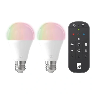 Imagen de Eglo connect.z Juego de 2 bombillas led para hogar inteligente E27, A60, ZigBee, control por aplicación, Alexa, mando a distancia, regulables, blanco cálido frío, RGB, 9 vatios, ópalo