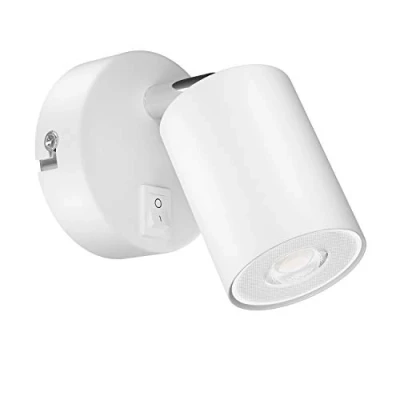 Imagen de ledscom.de Foco de pared WAIKA, una luz, con interruptor, GU10, blanco mate, incl. lámpara LED GU10 468lm, cálido