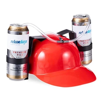 Imagen de Relaxdays Gorra Cerveza para Dos Latas, color rojo, 13 x 32 28 cm (10022789_47) , color/modelo surtido