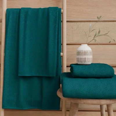 Imagen de PETTI Artigiani Italiani Toallas de baño 100% Rizo algodón, Juego 1+1, 2 Unidades 1 Toalla Cara y Manos, Color Turquesa
