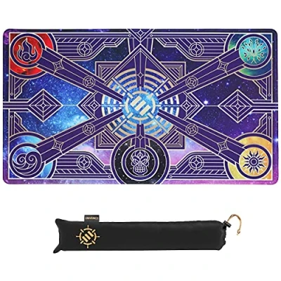 Imagen de ENHANCE TCG Playmat Alfombra de Juego MTG con Bordes Cosidos, Superficie Lisa y Bolsa Viaje Cordón Compatible MTG, YuGiOh, Pokemon, El señor los anillos otros LCG Estrellas