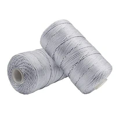 Imagen de Uiopa Hilo Macrame 1,5mm x 400m, Cuerda de Nylon para Ganchillo, Banda Macramé Gris Claro Bolsos a Crochet, Bricolaje, Decoración, Manualidades