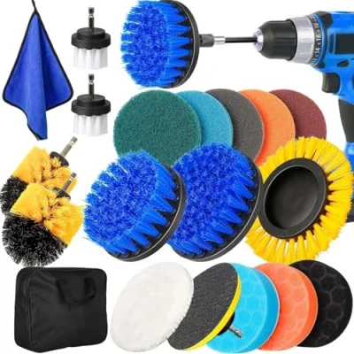 Imagen de YOCOLE 20 Piezas Cepillo Taladro, Cepillos Electrico Giratorio Limpieza Hogar, Juego de Atornillador Inalámbrico Drill Brush para Llantas, Coche, Baño, Alfombras, Suelos, Azulejos