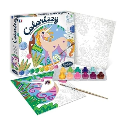 Imagen de Sentosphère 3904507 Kit de Pintura por números para niños, diseño Unicornios, Multicolor, 1 ml (1er Pack) (SE4507)