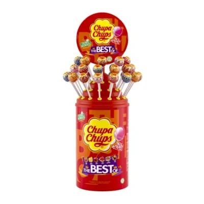 Imagen de Chupa Chups Original, Caramelo con Palo de Sabores Variados, Tubo Icon Pack 100 unidades 12 gr. (Total 1.200 gr.), azucar