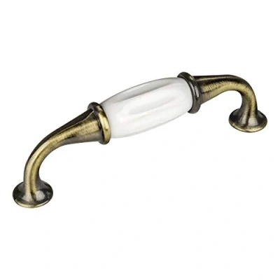 Imagen de 1x SO TECH® Tirador Porcelana JOHANNA Acabado Latón Antigua Distancia Agujero 96 mm de Mueble