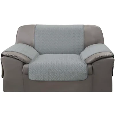 Imagen de GFD Cubre Sofa 2 Plazas 110 cm, Funda para Sofá Ajustable, Forros Sofás Antideslizante, Fundas Acolchado, Protector Duradero Perros Gatos Mascotas (2 plazas, Gris)