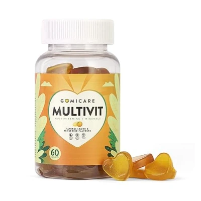 Imagen de Gomicare Gominolas Sin Azúcar Multivitaminas 14 Vitaminas y Minerales Vitamina C, D, B12, A, B6 E 60 Vegano Gluten Ni Lactosa