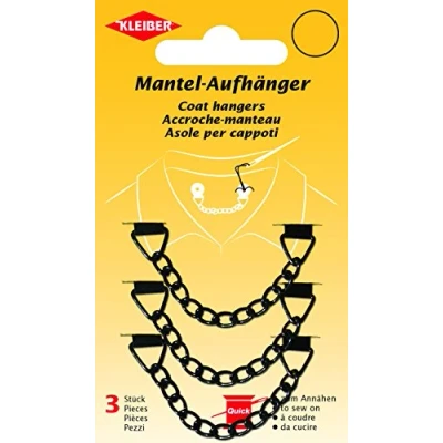 Imagen de Kleiber Colgantes de Abrigo Juego 3 Perchas Metal para Coser en Color Negro, 10x1x0.5 cm, Pack