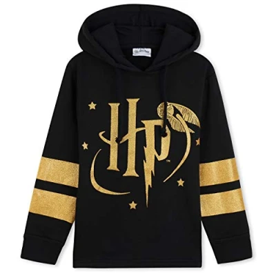 Imagen de Harry Potter Sudadera con Capucha para Niña Regalos Niñas (Negro/Oro, 13 14 años)