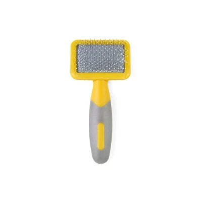 Imagen de Ancol Ergo Animal Slicker Brush Cepillo (pequeño), color gris y amarillo