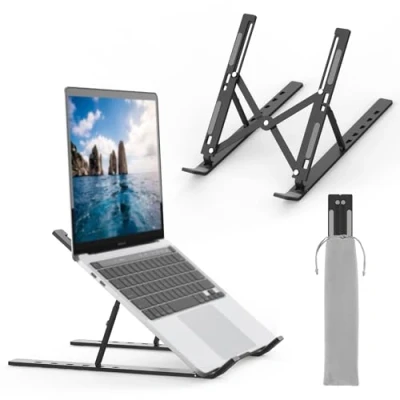 Imagen de GRIFEMA GB1054B Soporte Portátil Plegable, 6 Ángulos Adjustable Elevador Portátil, Compatible con la Mayoría de los Portátiles 10 17,3 &quot;, Negro