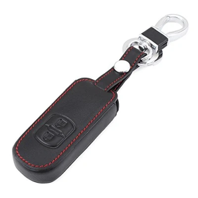Imagen de Happyit Coche de Cuero Llave Cubrir Caso para Mazda 2 3 6 CX 5 CX5 Axela Atenza 7 9 MX5 Botones Inteligente Llavero (Negro)