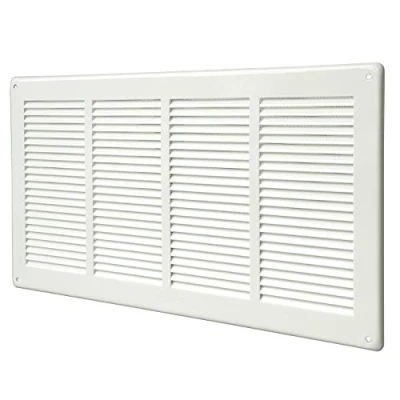 Imagen de La Ventilazione GL4424RB Rejilla de ventilación rectangular chapa pintada color blanco para sobreponer con red antiinsectos, dimensiones 440 x 240 mm.