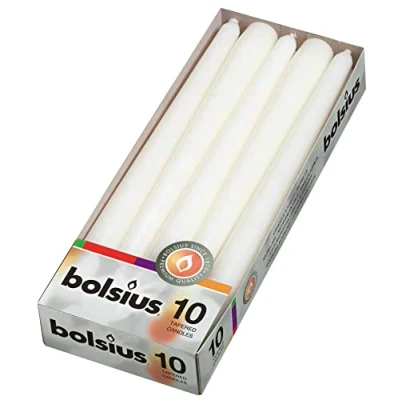 Imagen de Bolsius Tapered Dinner Candles 10 Pack (White)