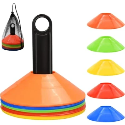 Imagen de Juego de Conos Fútbol, 25 piezas Disco para Entrenamiento Entrenamiento, Marcadores Hebilla, Bolsillos Malla, Agilidad Redondos, Disco, Marcado Canchas
