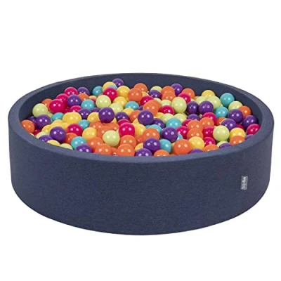 Imagen de KiddyMoon Piscina De Bolas 120X30cm/300 Redondo Grande para Ninos,Hecha En La UE, Azul Marino:Verdclr/Amaril/Turqu/Naran/Rososc/Viol