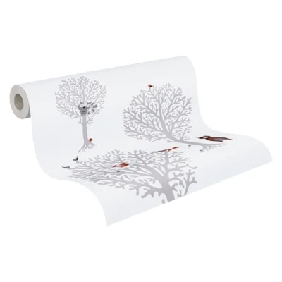 Imagen de A.S. Création 381341 38134 1 Papel pintado (10,05 x 0,53 m), diseño de bosque, color marrón, gris y blanco