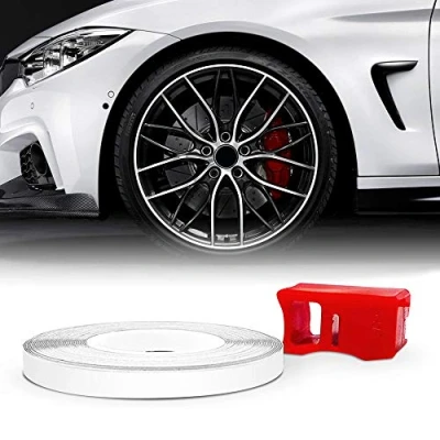 Imagen de 4R Quattroerre.it 10350 Wheel Trim Tiras adhesivas Reflectantes con Aplicador para Llantas de Coche, Blancas, 5 mm x 6 mt