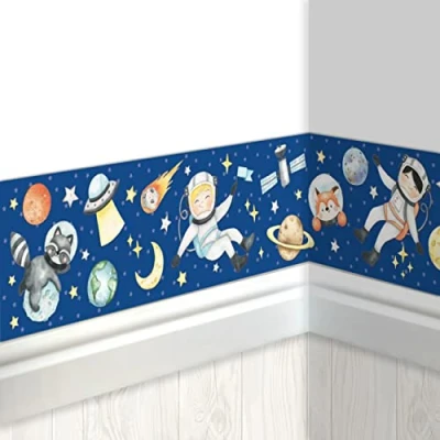 Imagen de Papierdrachen Frontera Infantil Astronauta Habitación Papel Pintado para Niños Embellecer Paredes y Habitaciones Temáticas Decoración de Niñas Set 5